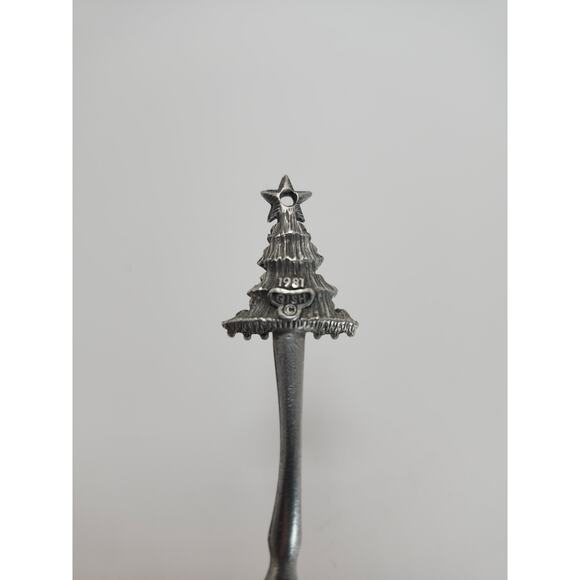 1981 Gish Pewter Merry Christmas Tree Collector Spoon Snowflake Vintage Holidays - Picture 7 of 8